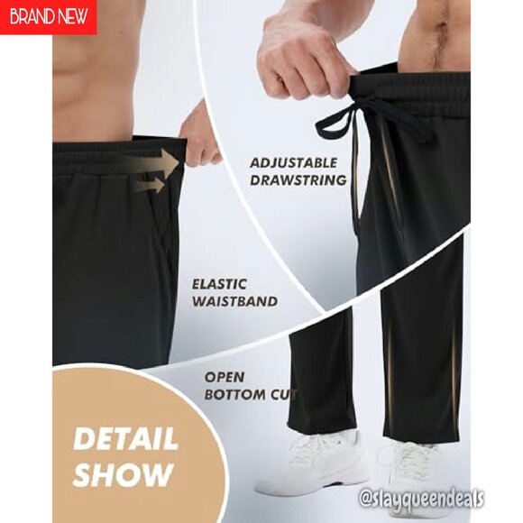 Men's 3-Pack Sweatpants with Pockets, Mesh Open Bottom Joggers, Loose Fit - Picture 5 of 8